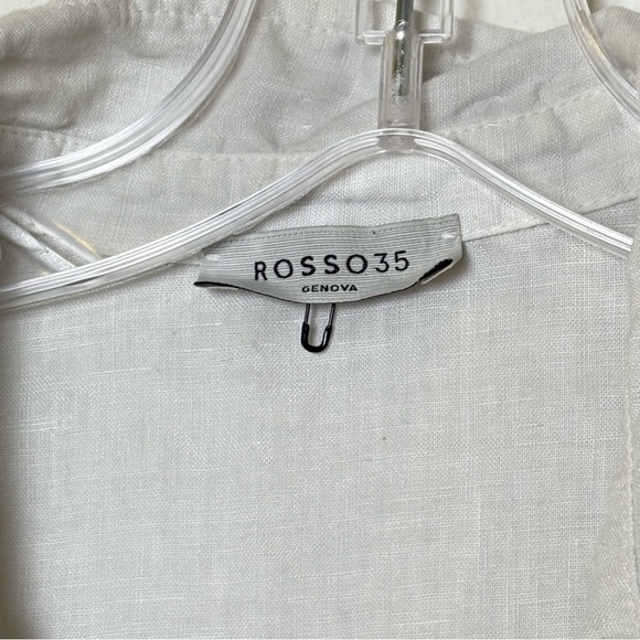 ROSSO35 Made in Italy Linen Ethereal Light Grey Button Down Tunic Sleeveless Top - Picture 9 of 16